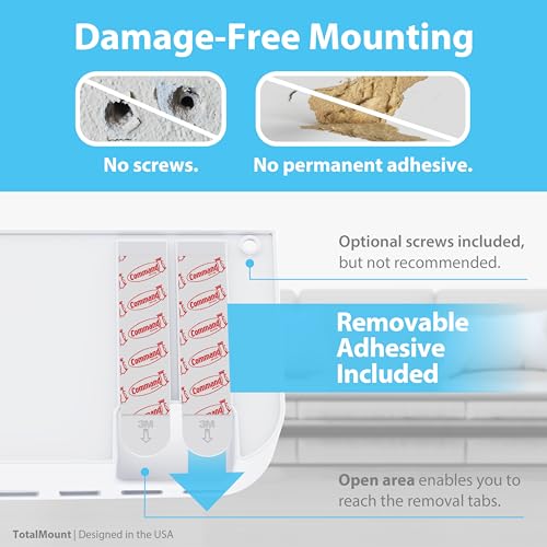 TotalMount Drop-Free Remote Holder – Removable Adhesive Strips – Pro White - color: For 5 or 6 Remotes – Premium White