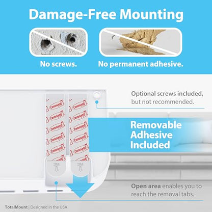 TotalMount Drop-Free Remote Holder – Removable Adhesive Strips – Pro White - color: For 5 or 6 Remotes – Premium White