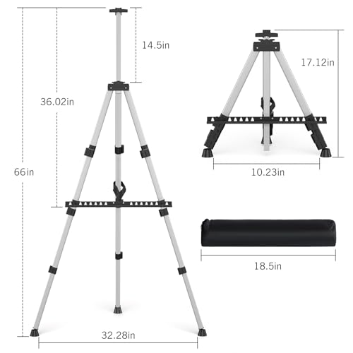 Art Painting Easel Stands, Adjustable Display Tripod Artist Sign Easels - style: Silver-2pack