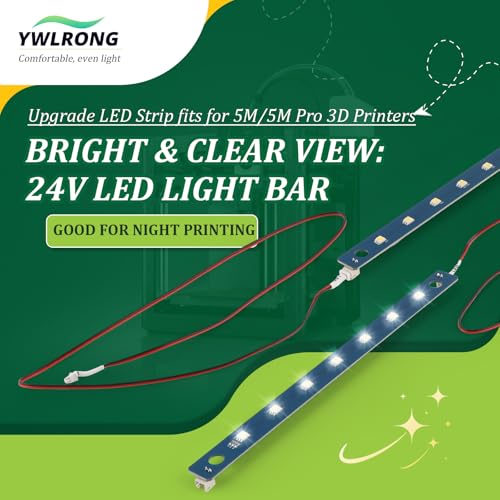 2Pack 24V LED Light Kit for Flashforge Adventurer 5M/5M Pro/AD5X LED Strip Bright Chamber Lighting Upgrade with 7 LED Beads for AD5M /AD5M Pro LED Light Board Replacement 3D Printer Accessories