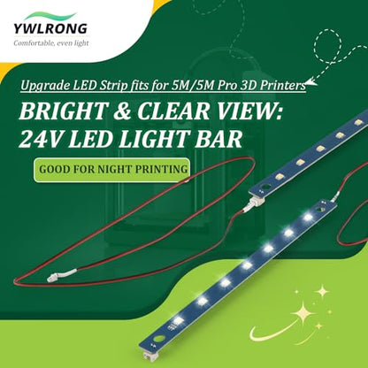 2Pack 24V LED Light Kit for Flashforge Adventurer 5M/5M Pro/AD5X LED Strip Bright Chamber Lighting Upgrade with 7 LED Beads for AD5M /AD5M Pro LED Light Board Replacement 3D Printer Accessories