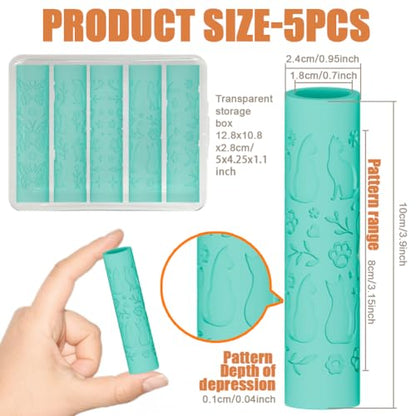 ORIGACH 5Pcs Insect & Animal Polymer Clay Texture Roller for Earring Making - style: Insect and Animal