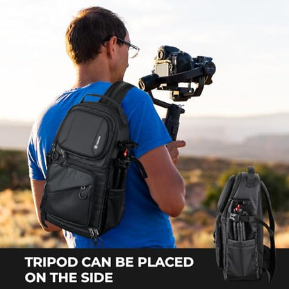 TARION 2-in-1 Camera Backpack & Shoulder Sling Bag Compact 9L Black TR-S - color: 2-in-1 Sling/Backpack Black, size: Large