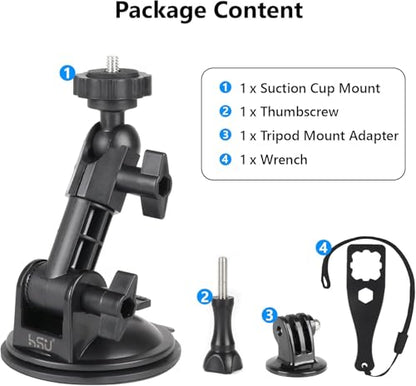 HSU Car Suction Cup Mount for GoPro/Insta 360/DJI Osmo Action Camera