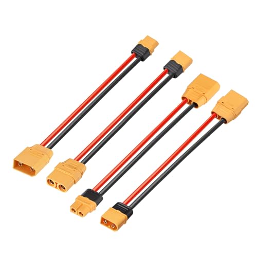 ELFCULB 2 Pairs XT60 to XT90 Adapter Cables 12AWG 0.5FT for RC - color: XT60M/F-XT90M/F