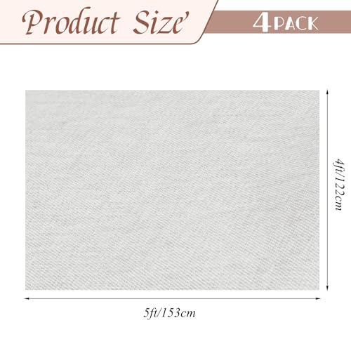 Canvas Drop Cloth for Painting Recycled Cotton 4 Pack,4x5ft - color: Natural, size: 4 x 5 ft