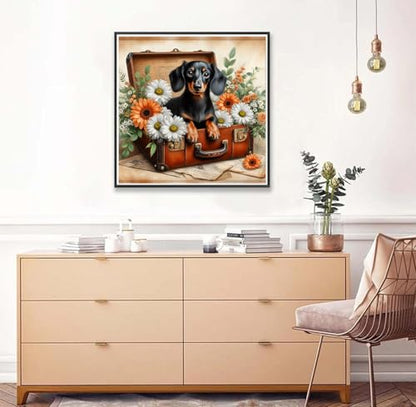 Axquilon Dog Diamond Art Kits for Adults 12x12In - color: Dachshund-1