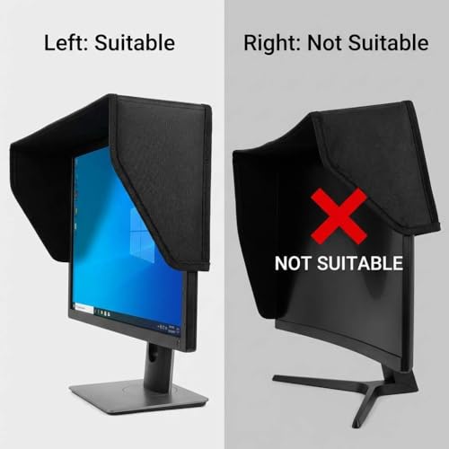 QWORK LCD Video Monitor Hood Sunshade, 7" All-Sides Coverage Sun Shade