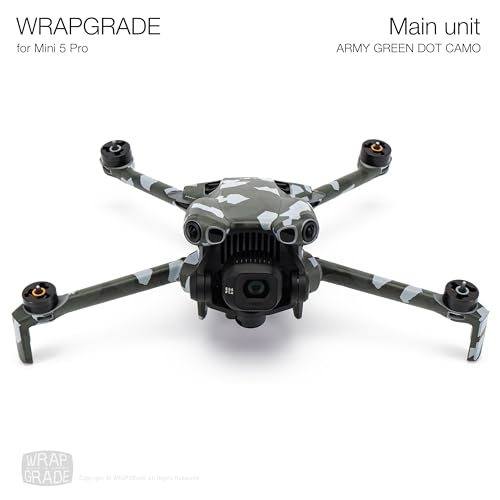 WRAPGRADE Skin Stickers Compatible with DJI Mini 5 Pro (Army Green Dot Camo) - color: Army Green Dot Camo