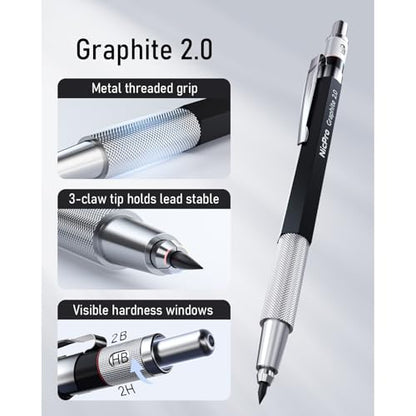 Nicpro 2mm Metal Mechanical Pencil Set with Case, 1PCS - size: 1 Count (Pack of 1)