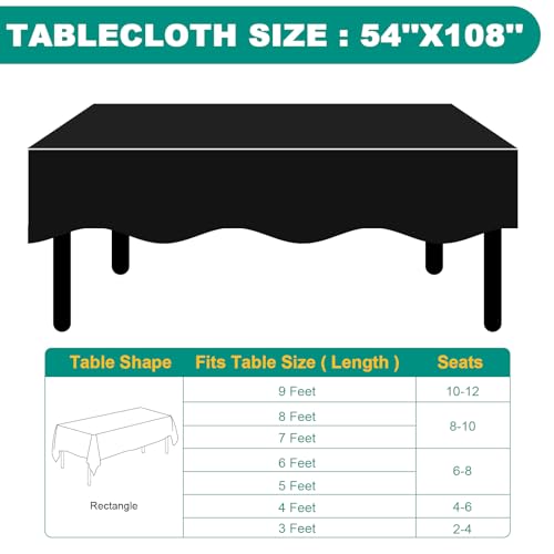 RowinsyDD 50 Pack Black Plastic Tablecloth, Plastic Table Cloths Disposable - color: Black