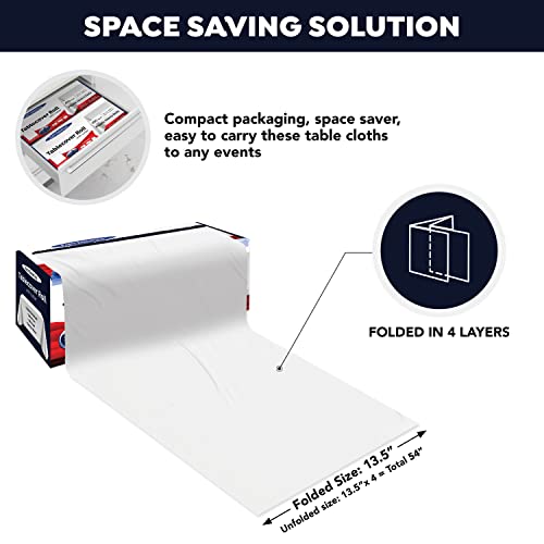 Party Essentials Heavy Duty Plastic Banquet Table Roll Available in 27 Colors, 54" x 100' with Slide Cutter, White, (100WH) - color: White, size: 1200" x 54" (Rectangular)