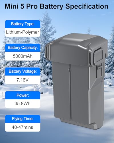Mini 5 Pro/4 Pro/3 Battery Plus, 5000mAh Replacement Intelligent Flight Battery Plus, 47 Mins Max Flight Time Battery for DJI Mini 5 Pro Drone (Only for DJI Original Chargers)
