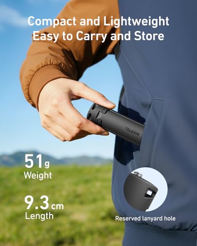 TELESIN One-Touch Deploy Mini Tripod for DJI Pocket 4P 4 3 & Insta360 Luna