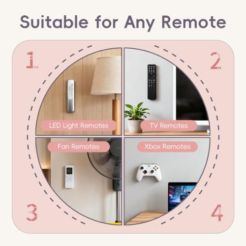 Magnetic Remote Control Holder Wall Mount for TV Fan 6 Pack Pink - color: 6 Pink, size: Square