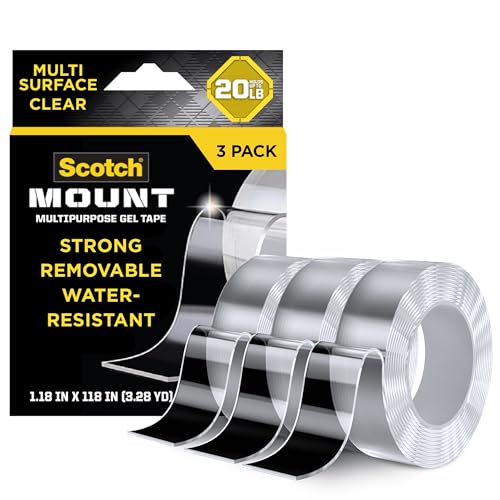 Scotch-Mount Multi-Purpose Gel Mounting Tape, Clear, 1 Roll - size: 3 Pack