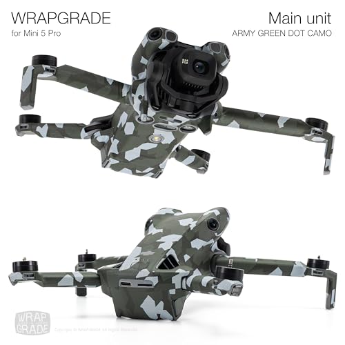 WRAPGRADE Skin Stickers Compatible with DJI Mini 5 Pro (Army Green Dot Camo) - color: Army Green Dot Camo
