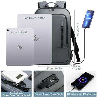hk Backpack for Men Business Slim Laptop Bag - color: Dark Grey, size: 17.3 Inch