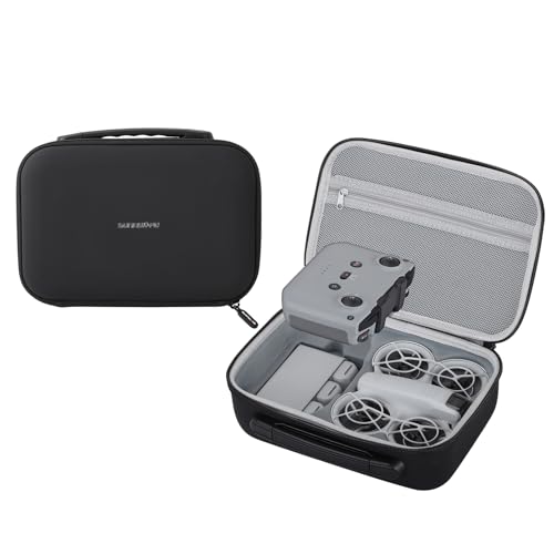 Carrying Case for DJI Neo Fly More Combo Accessories, Portable PU Leather Storage Travel Case for DJI Neo, Compatible with RC-N3 Remote Controller, Three-Battery, Charging Hub (Black) - color: Black