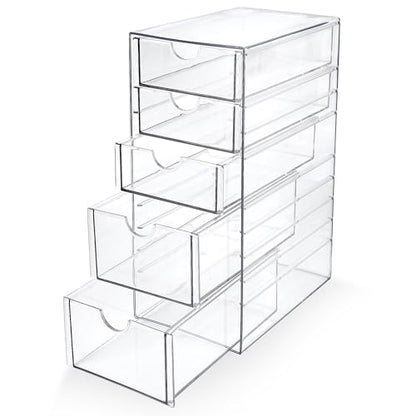 Prsildan Hair Accessories Organizer Acrylic Drawer with 5 Small Drawers - size: 5 Drawers
