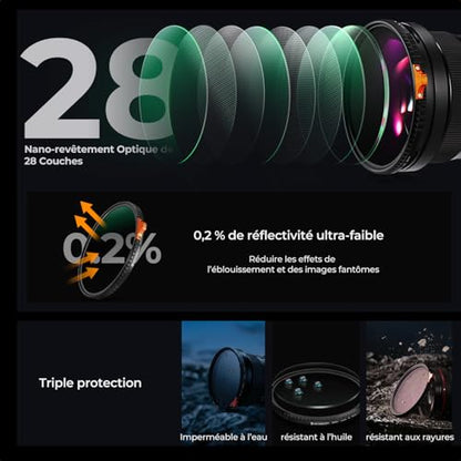 K&F CONCEPT 72mm Side Lever Variable ND Lens Filter ND2-400 (1-9 Stops) - size: 72mm
