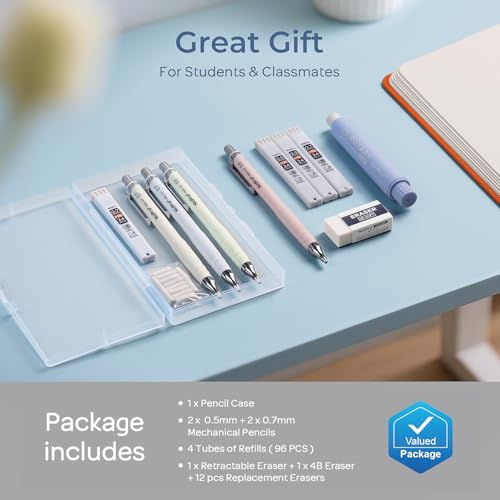 Nicpro Cute Mechanical Pencil Set, 4PCS 0.5&0.7 mm Pastel Drafting Pencils - style: 0.5mm+0.7mm