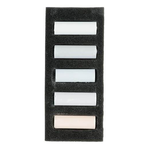 Rembrandt Soft Pastel Micro Set, 5-Piece Half Sticks, Light Greys - color: Light Greys, style: 5 Half Sticks in Micro Set