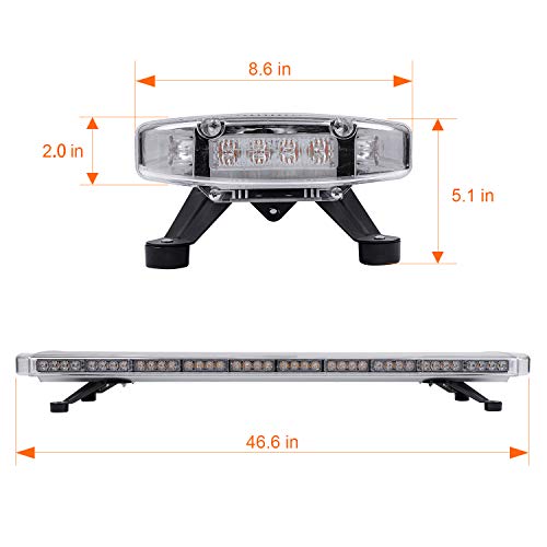 ASPL 47" 88 LED High Intensity Low Profile Roof Top Strobe Light Bar Emergency Warning Strobe Lights for Tow Truck Construction Vehicles (Amber) - color: Amber
