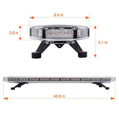 ASPL 47" 88 LED High Intensity Low Profile Roof Top Strobe Light Bar Emergency Warning Strobe Lights for Tow Truck Construction Vehicles (Amber) - color: Amber