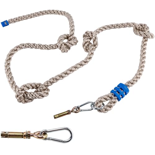 Grey Climbing Rope for Kids, 8.2FT Long with 4 Knotted Steps - color: Grey