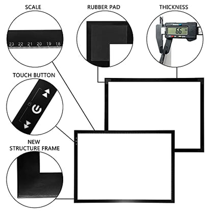 HSK A2 LED Artist tracing Light Box Copy Table, Adjustable High Brightness Light Pad for Tatto Drawing, Sketching, Animation,Diamond Painting Accessories - size: 16.5 x 23.4 inches