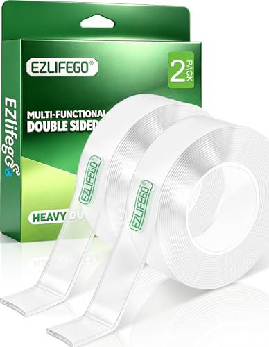 EZlifego Heavy Duty Invisible Bond Nano Double Sided Mounting Tape, 2-Pack
