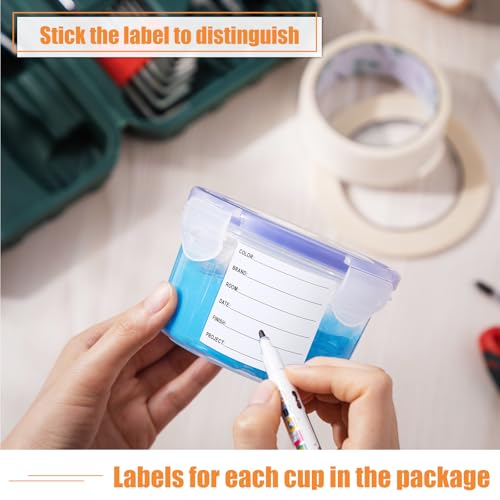 Remerry 8 Sets Paint Container with Stainless Steel Mixing Ball Touch up Storage Cups with Lids Paint Containers Storage Airtight for Repainting(320 ml) - size: 320 ml