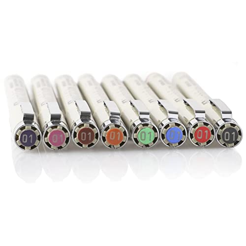 Sakura Cray-Pas Micron Pen Set 05 (.45mm) Micron Pen, 8 Count Micron Pens, Assorted Colors Drawing Pens