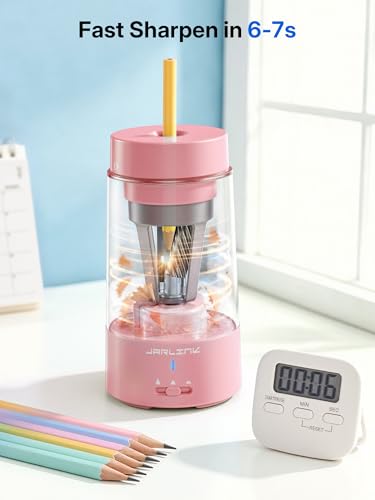 JARLINK Fully Automatic Rechargeable Electric Pencil Sharpener - color: Pink