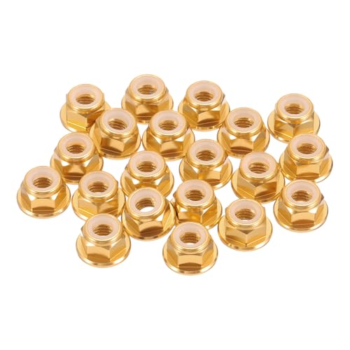 MECCANIXITY 30 Pcs M3 Pitch 0.5mm Aluminum Alloy Lock Nuts Flanged Hex Nuts Nylon Locking Serrated for RC Drone Quadcopter Motor Prop Adapter FPV Parts Fasteners, Gold Tone - color: Gold Tone, size: M3x0.5mm