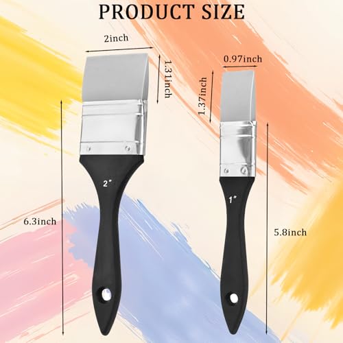 1 Inch & 2 Inch Silicone Paint Brush, Flat Color Shapers for Artist Acrylic - size: 1 inch and 2 inch