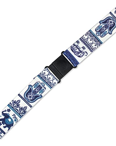 Limeloot Lanyard for Keys, ID Badge, Accessories | Neck Lanyard for Men and Women with Quick Release Buckle and Flat Ring - color: Blue Elephants