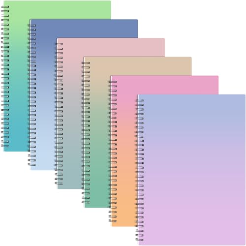 Fuutreo 6 Pack Spiral Notebook 10.5x7.45 Notebook,Gradient Color,Bright - color: Gradient Color