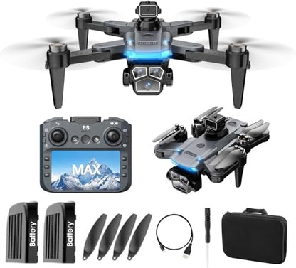4K Drone with Camera for Adults, Foldable Quadcopter with 4.3" Screen Remote Controller, Brushless Motor,Obstacle Avoidance,Under 249g，One-Key Takeoff & Auto Follow,2Batteries,Portable HD Drone