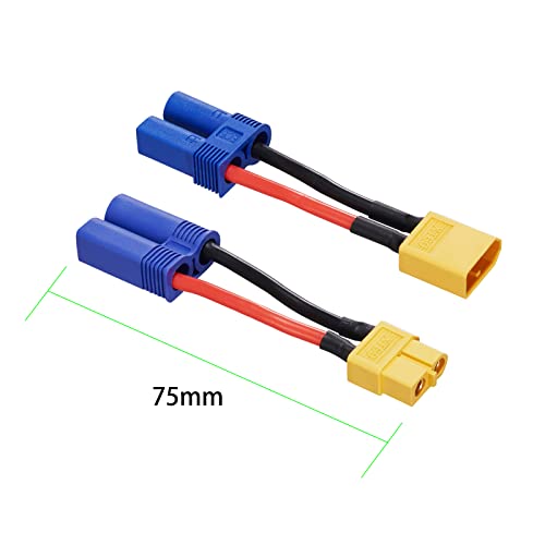 4pcs XT60 to EC5 Adapter with 50mm 14AWG xt60 ec5 Adapter - size: XT60-EC5