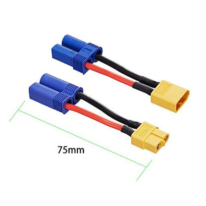 4pcs XT60 to EC5 Adapter with 50mm 14AWG xt60 ec5 Adapter - size: XT60-EC5