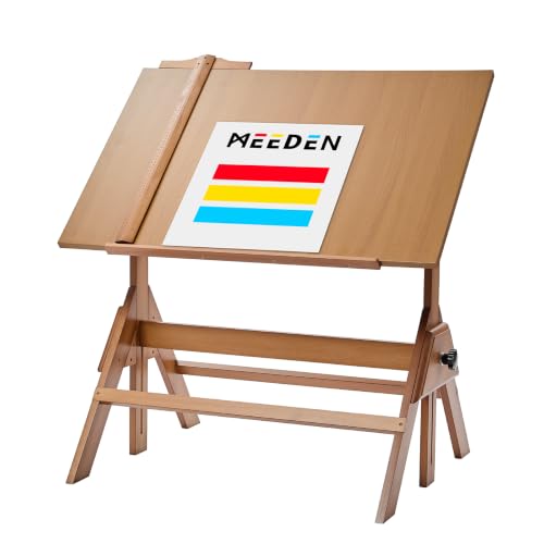 MEEDEN Wood Adjustable Drafting Table: 35.5" x 23.5" Wooden Art Desk - color: Walnut Table