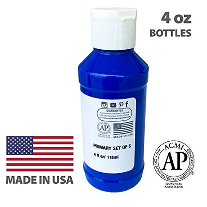 milo Acrylic Paint Set, 6 Primary Colors, 4 oz Bottles, Semi-Gloss - style: Primary Set 6 x 4 oz