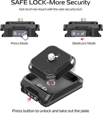ULANZI UKA03 Quick Release Plate Base with 1/4'', 3/8" Screw, Camera Tripod Quick Release Mount Adapter Compatible with UKA01, UKA02/Arca Swiss (Only Base) - size: Base plate