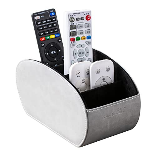 PU Leather Multi-Functional Office Organizer Box Remote Control Holder Desk - color: Gray