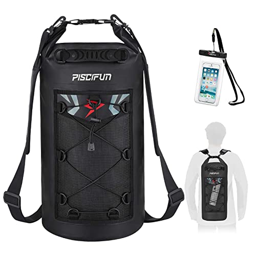 Piscifun Dry Bag, Waterproof Floating Backpack 10L/20L/30L/40L - color: Black, style: 30l