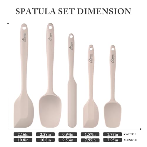 HOTEC Silicone Rubber Spatula Set, Khaki, Set of 5 - color: Khaki
