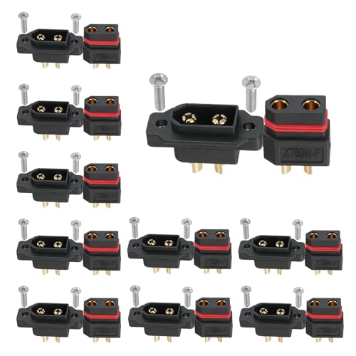 ELFCULB 10 Pairs Amass XT60W Male and Female Connectors for FPV Drones - color: 10 Pairs XT60W