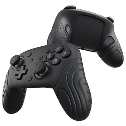 PlayVital for Nintendo Switch 2 Pro Controller Silicone Cover – Samurai Edition Protective Skin Case for Switch 2 Pro Controller with Back Button Caps & Thumb Grips & Stickers, Shockproof - Black - color: Black